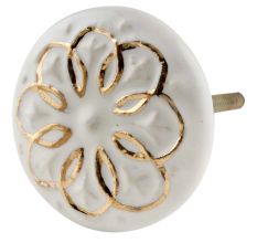 Cream Gold Floral Ceramic Dresser Knobs